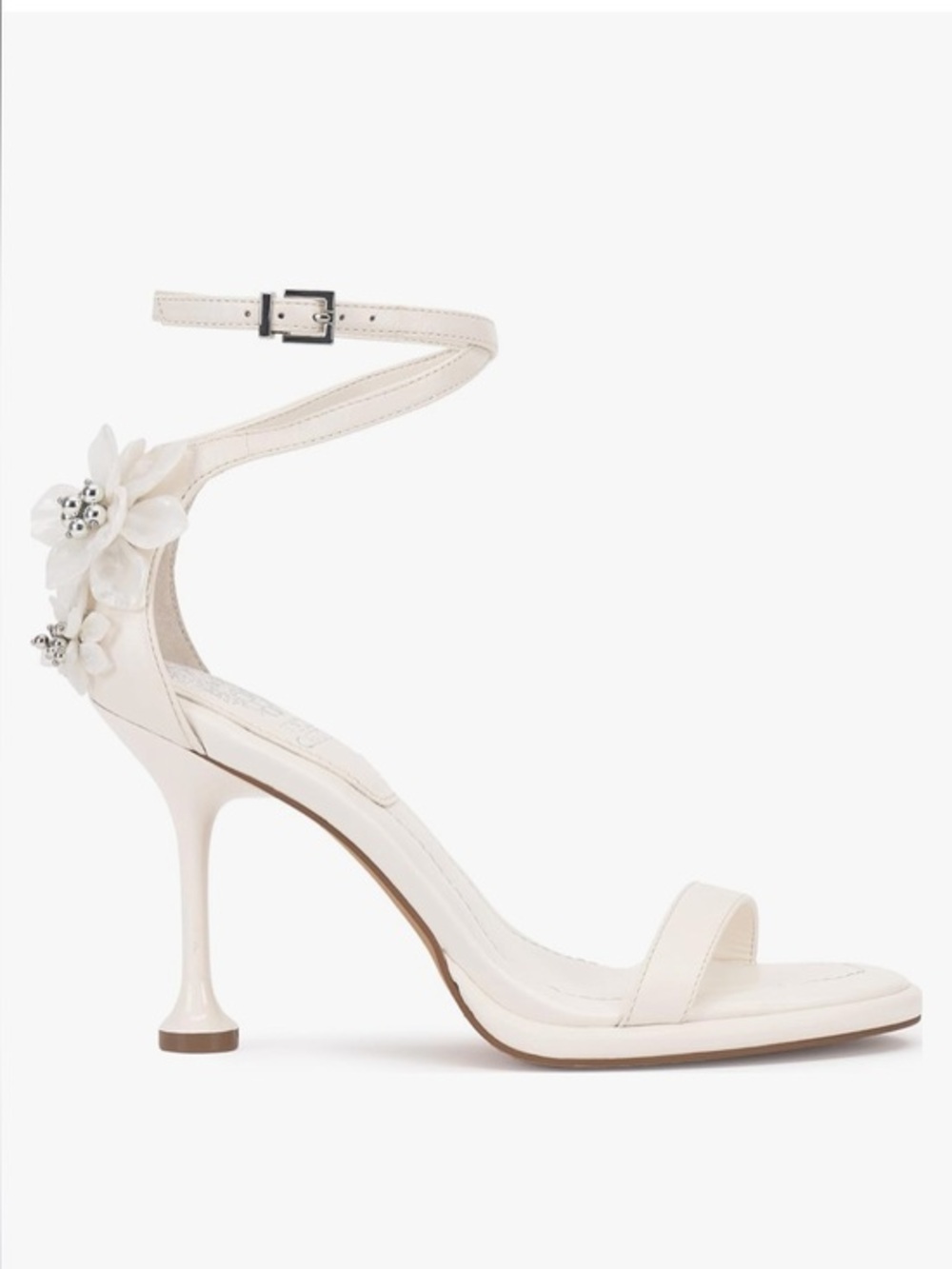 Vince Camuto Ivory Floral Ankle-Strap Stiletto Sandal